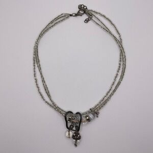 VTG Y2K Boho Charm Necklace Silver Tone Eclectic Artisan Cottagecore‎ Steampunk